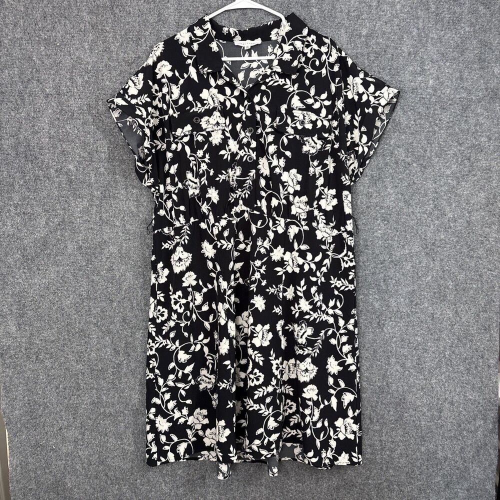 Lucky Brand Dress Womens Size 2X Black Floral Outdoors Nature Vacation